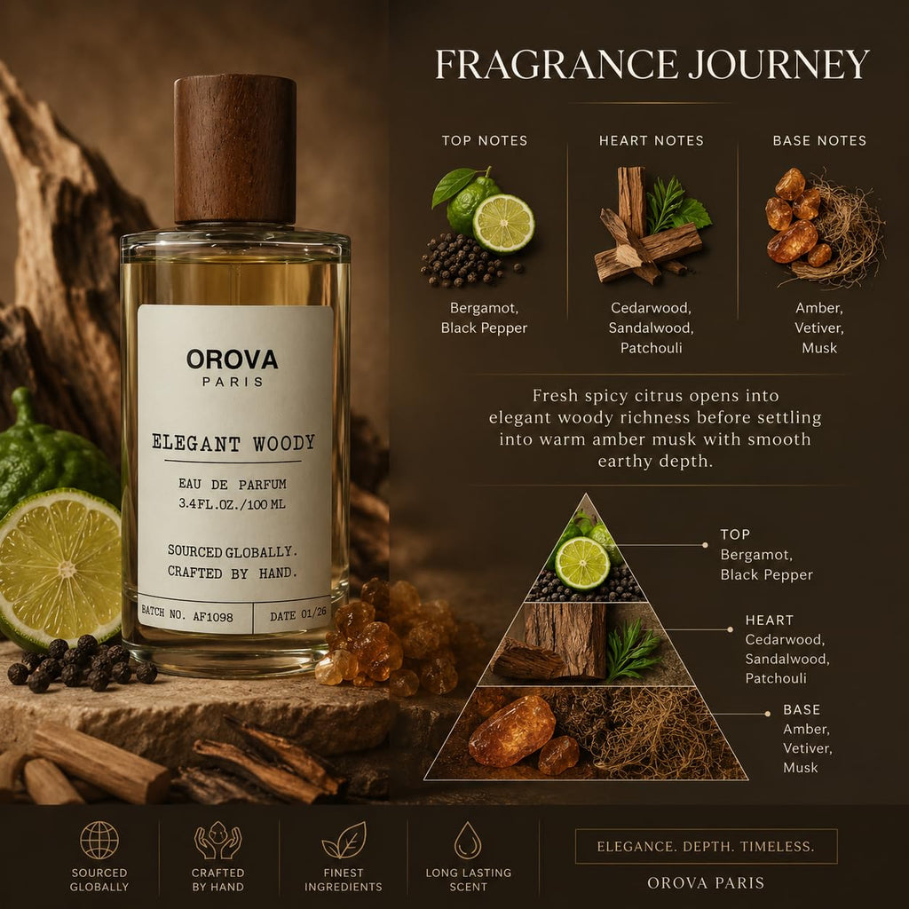 ORÖVA PARIS Elegant Woody Eau de Parfum for Women & Men – Warm Vanilla Perfume with Amber, Musk & Woody Notes, Long Lasting Luxury Unisex Fragrance, Premium Eau de Parfum, 3.4 Fl Oz (100 ml)