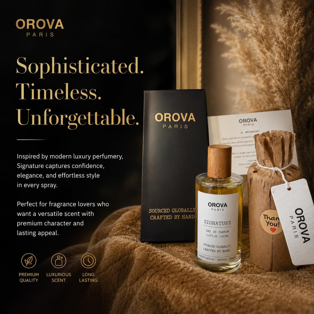 ORÖVA PARIS Signature Eau de Parfum for Women & Men – Warm Amber Woody Perfume with Bergamot, Patchouli & Musk, Long Lasting Luxury Unisex Fragrance, Premium Eau de Parfum, 3.4 Fl Oz (100 ml)