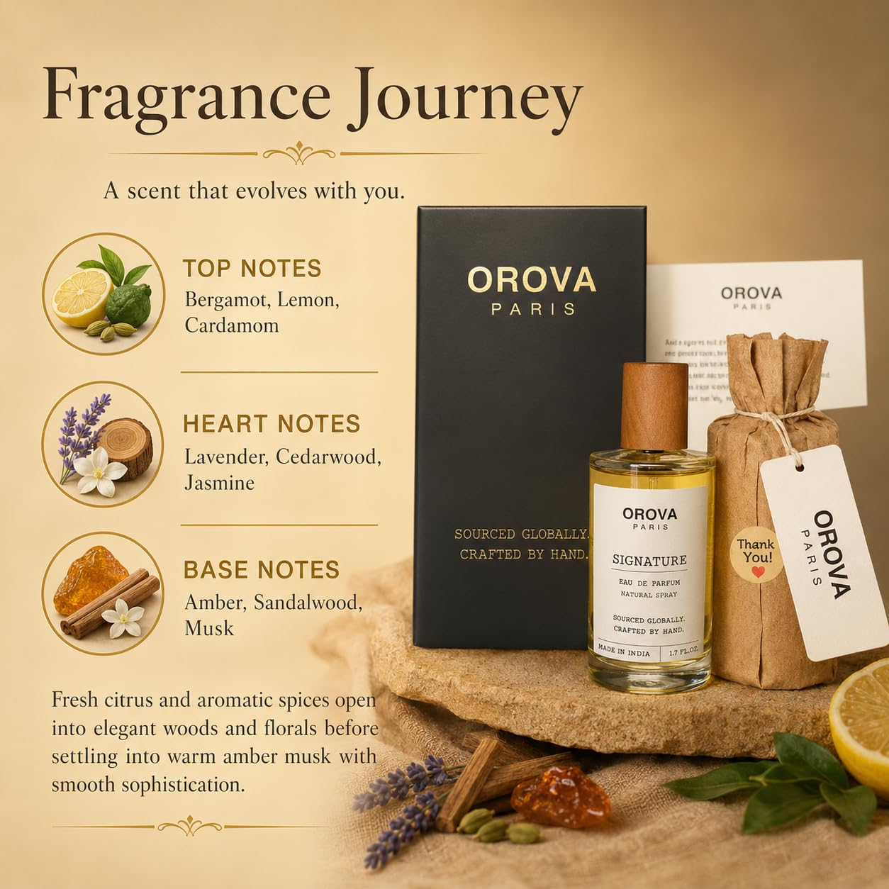 ORÖVA PARIS Signature Eau de Parfum for Women & Men – Warm Amber Woody Perfume with Bergamot, Patchouli & Musk, Long Lasting Luxury Unisex Fragrance, Premium Eau de Parfum, 3.4 Fl Oz (100 ml)