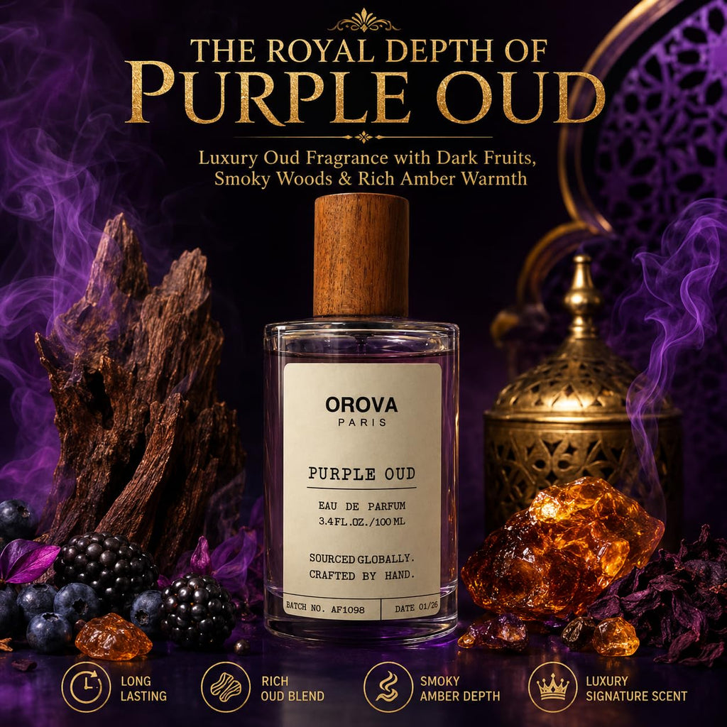 ORÖVA Paris Purple Oud Eau de Parfum – Dark Oriental Oud Perfume with Saffron, Pink Pepper & Warm Amber – Long Lasting Intense Unisex Luxury Fragrance, 3.4 oz (100 ml)