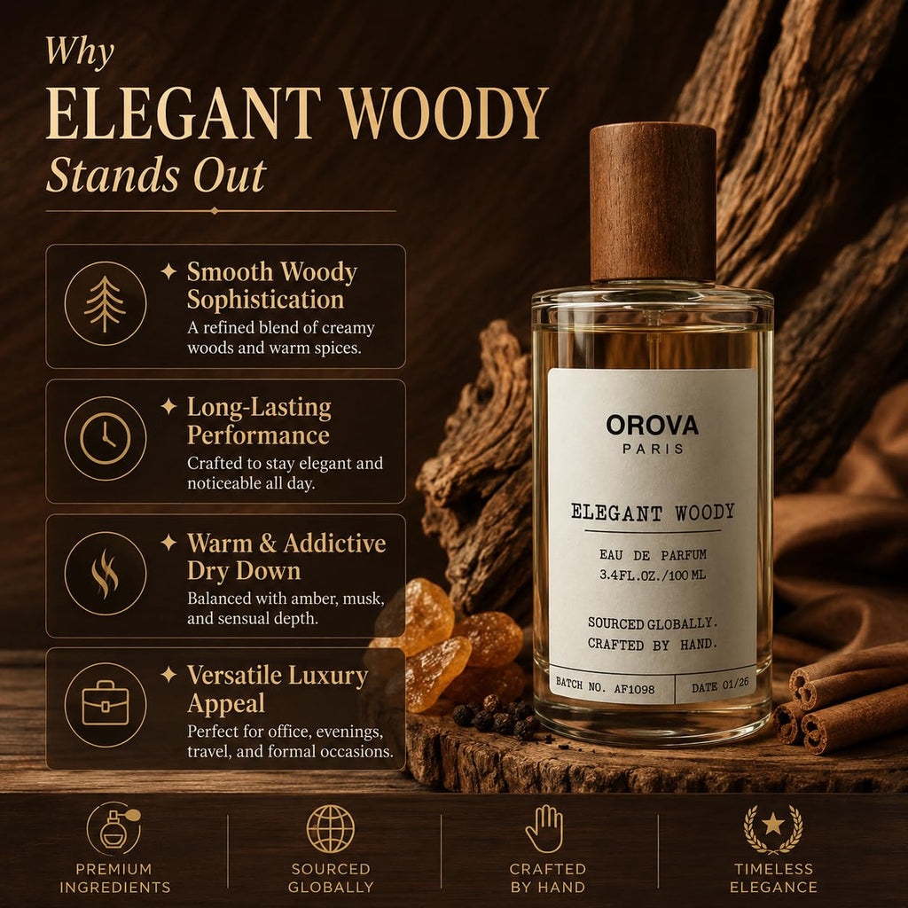 ORÖVA PARIS Elegant Woody Eau de Parfum for Women & Men – Warm Vanilla Perfume with Amber, Musk & Woody Notes, Long Lasting Luxury Unisex Fragrance, Premium Eau de Parfum, 3.4 Fl Oz (100 ml)