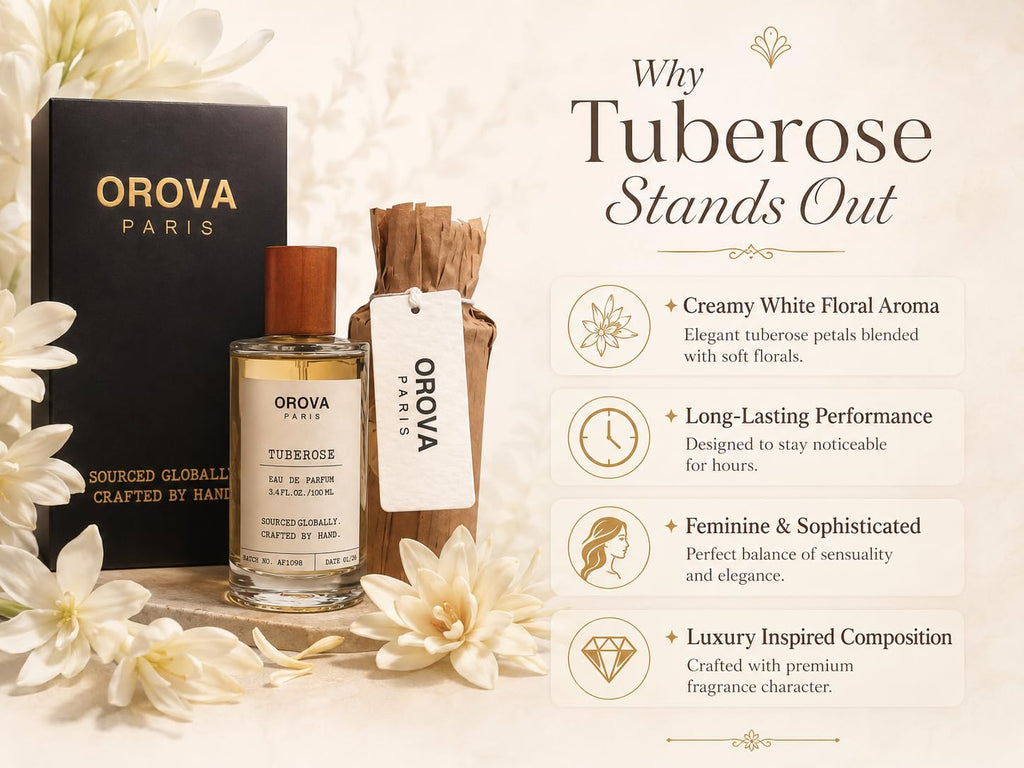 ORÖVA PARIS Tuberose Eau de Parfum for Women & Men – Luxury White Floral Perfume with Tuberose, Jasmine & Soft Musk, Long Lasting Unisex Fragrance, Elegant Niche Eau de Parfum, 3.4 Fl Oz (100 ml)