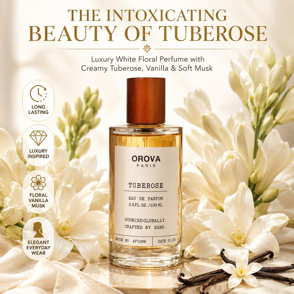 ORÖVA PARIS Tuberose Eau de Parfum for Women & Men – Luxury White Floral Perfume with Tuberose, Jasmine & Soft Musk, Long Lasting Unisex Fragrance, Elegant Niche Eau de Parfum, 3.4 Fl Oz (100 ml)