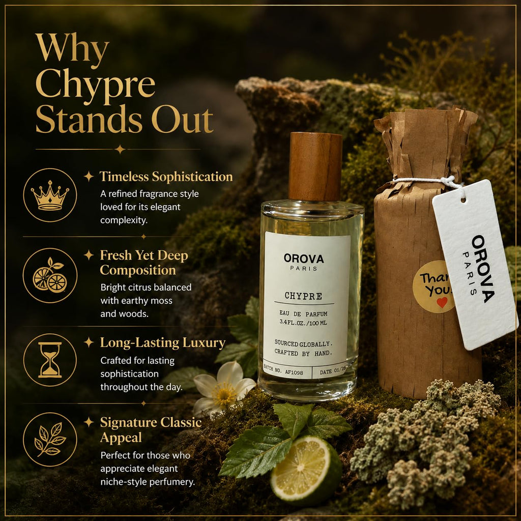 ORÖVA Paris Chypre Eau de Parfum – Fresh Citrus Woody Fragrance with Bergamot, Oakmoss & Patchouli – Long Lasting Clean Unisex Luxury Perfume, Handcrafted, 3.4 fl oz (100 ml)