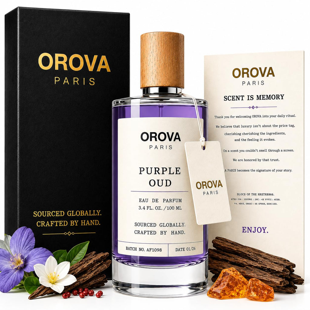 ORÖVA Paris Purple Oud Eau de Parfum – Dark Oriental Oud Perfume with Saffron, Pink Pepper & Warm Amber – Long Lasting Intense Unisex Luxury Fragrance, 3.4 oz (100 ml)