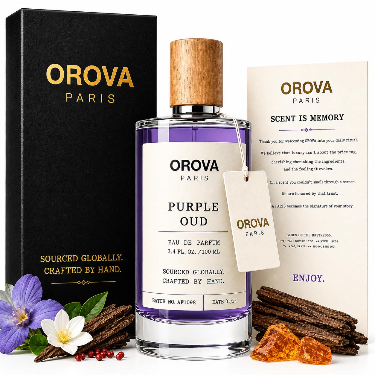 ORÖVA Paris Purple Oud Eau de Parfum – Dark Oriental Oud Perfume with Saffron, Pink Pepper & Warm Amber – Long Lasting Intense Unisex Luxury Fragrance, 3.4 oz (100 ml)