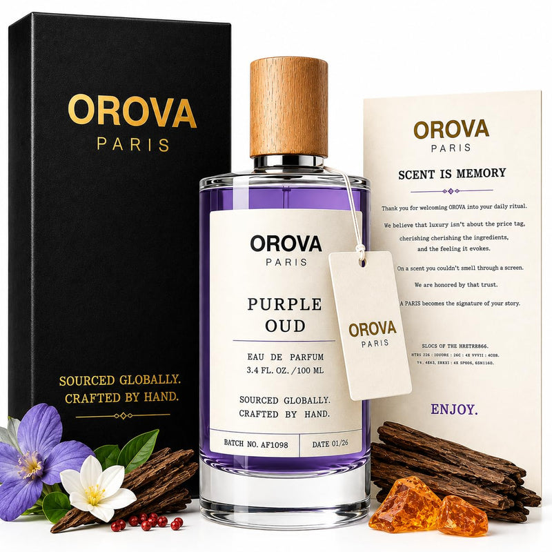 ORÖVA Paris Purple Oud Eau de Parfum – Dark Oriental Oud Perfume with Saffron, Pink Pepper & Warm Amber – Long Lasting Intense Unisex Luxury Fragrance, 3.4 oz (100 ml)