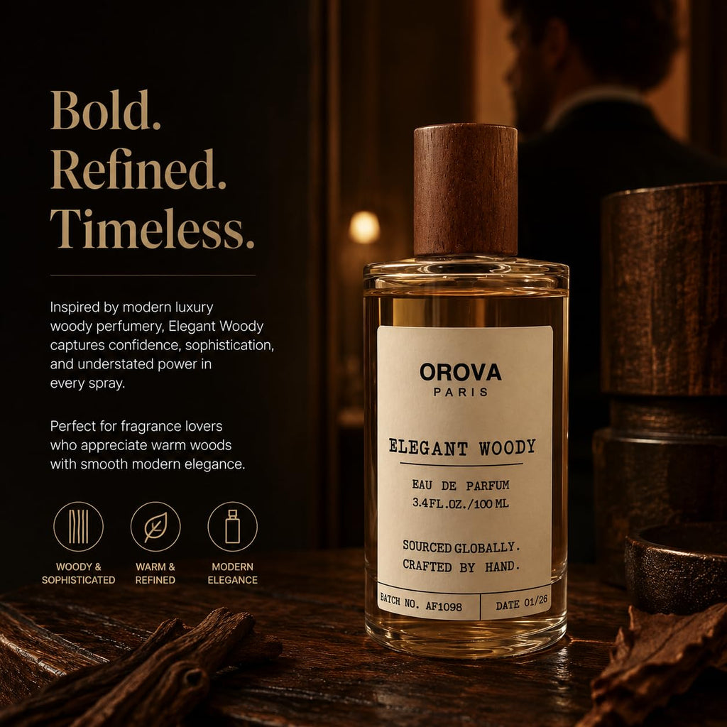 ORÖVA PARIS Elegant Woody Eau de Parfum for Women & Men – Warm Vanilla Perfume with Amber, Musk & Woody Notes, Long Lasting Luxury Unisex Fragrance, Premium Eau de Parfum, 3.4 Fl Oz (100 ml)