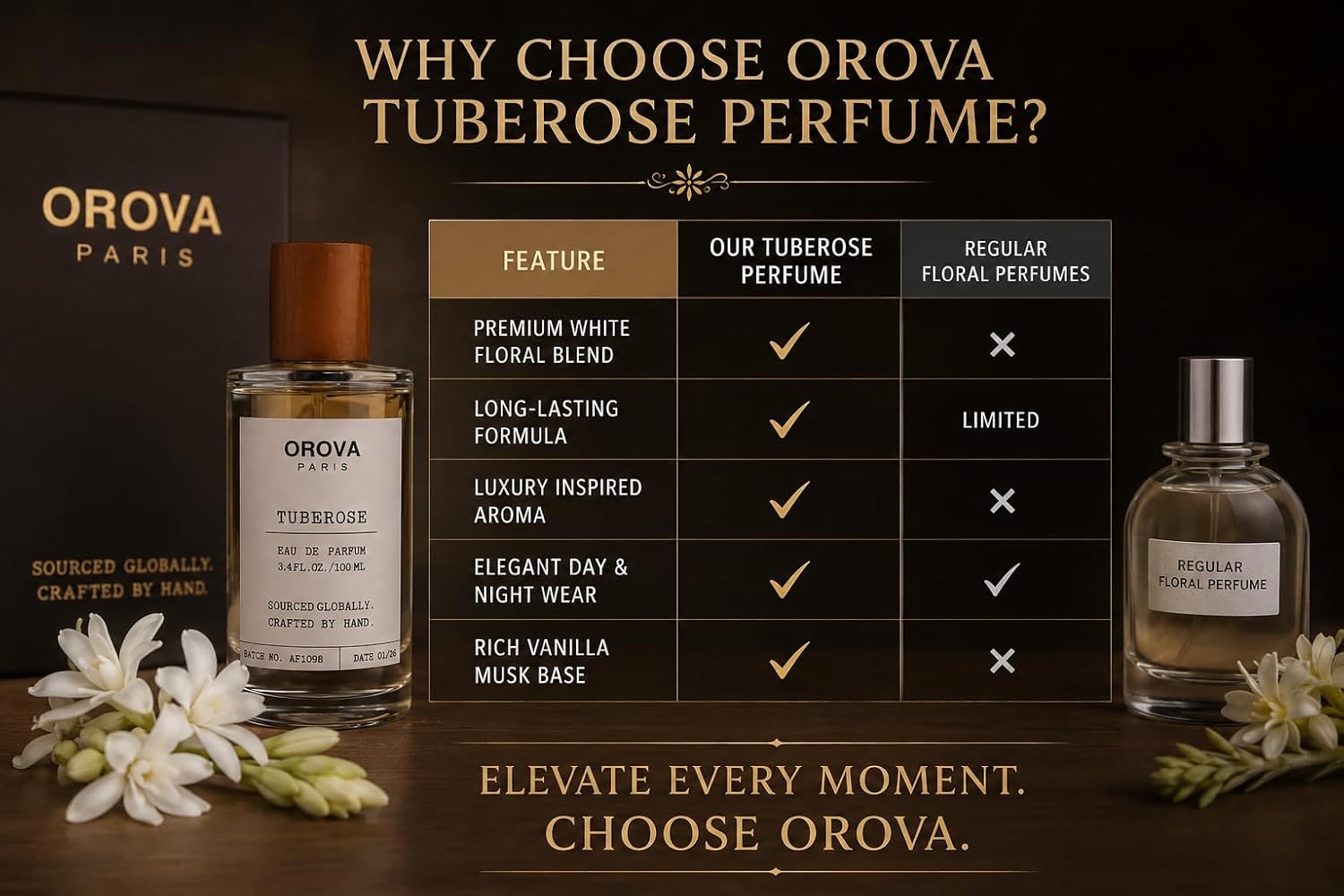 ORÖVA PARIS Tuberose Eau de Parfum for Women & Men – Luxury White Floral Perfume with Tuberose, Jasmine & Soft Musk, Long Lasting Unisex Fragrance, Elegant Niche Eau de Parfum, 3.4 Fl Oz (100 ml)