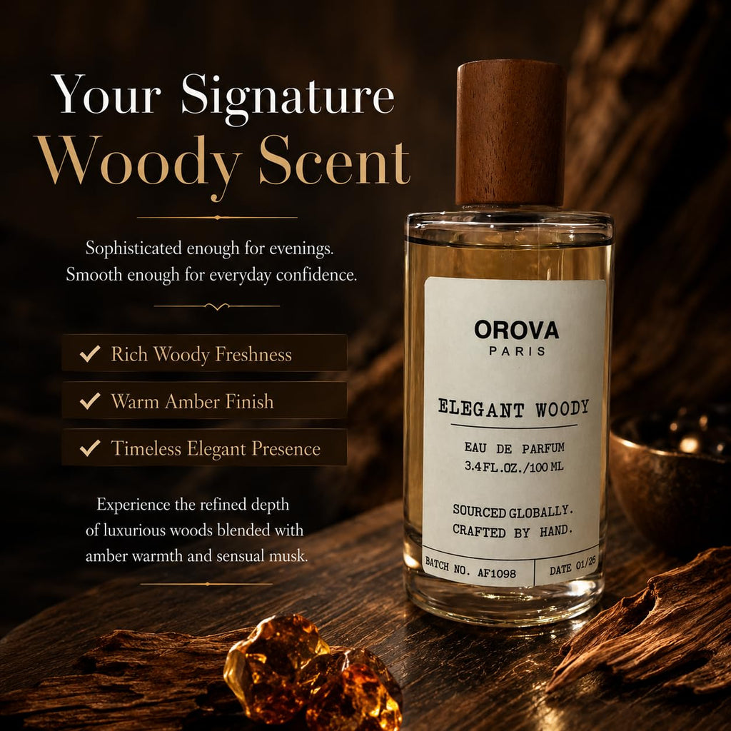 ORÖVA PARIS Elegant Woody Eau de Parfum for Women & Men – Warm Vanilla Perfume with Amber, Musk & Woody Notes, Long Lasting Luxury Unisex Fragrance, Premium Eau de Parfum, 3.4 Fl Oz (100 ml)