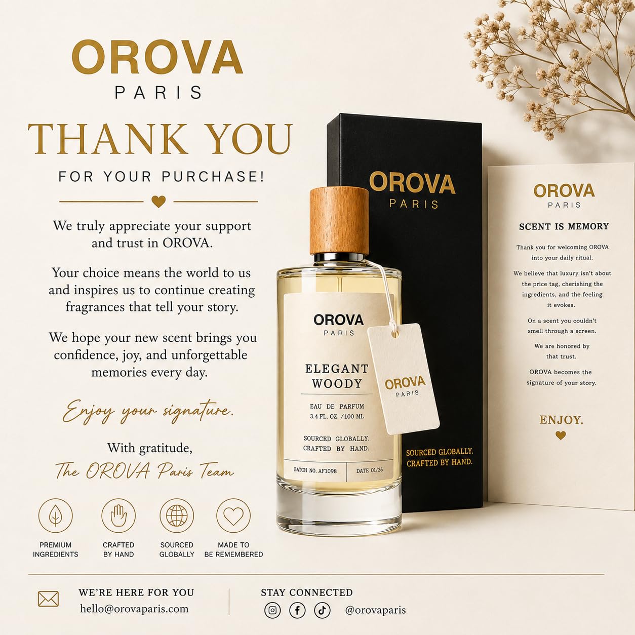 ORÖVA PARIS Elegant Woody Eau de Parfum for Women & Men – Warm Vanilla Perfume with Amber, Musk & Woody Notes, Long Lasting Luxury Unisex Fragrance, Premium Eau de Parfum, 3.4 Fl Oz (100 ml)