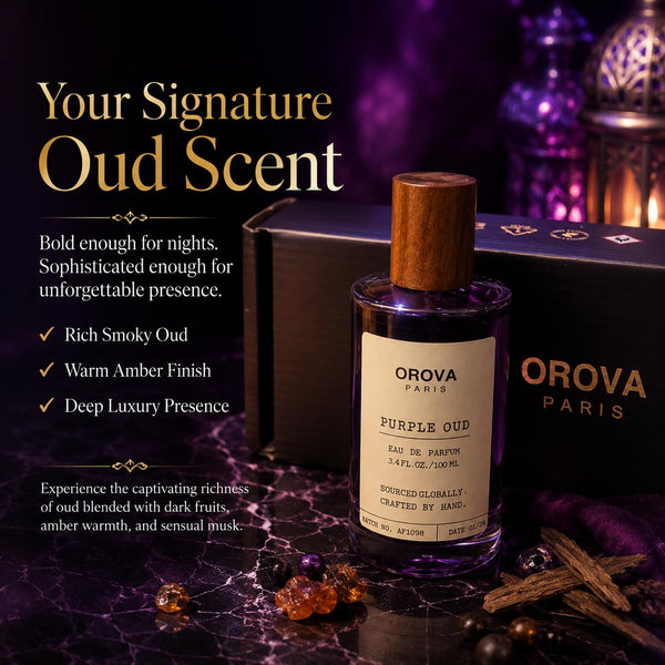 ORÖVA Paris Purple Oud Eau de Parfum – Dark Oriental Oud Perfume with Saffron, Pink Pepper & Warm Amber – Long Lasting Intense Unisex Luxury Fragrance, 3.4 oz (100 ml) alternate view
