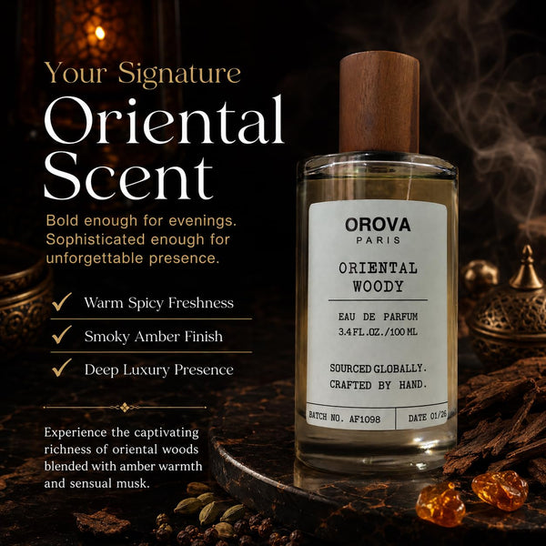 ORÖVA PARIS Oriental Woody Eau de Parfum for Men & Women, Luxury Oud Perfume with Amber, Musk & Warm Spices, Long Lasting Unisex Fragrance, Niche Woody Scent, 100ml / 3.4 Fl Oz alternate view