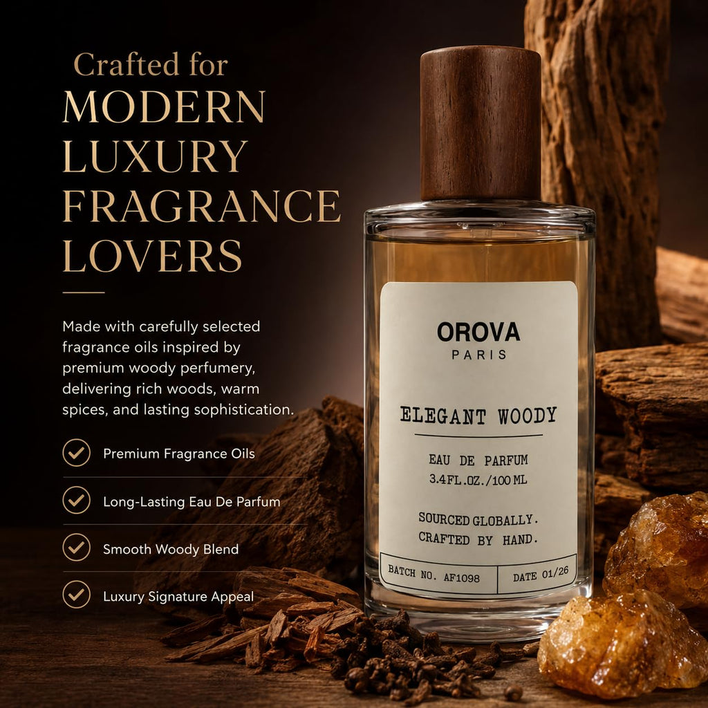 ORÖVA PARIS Elegant Woody Eau de Parfum for Women & Men – Warm Vanilla Perfume with Amber, Musk & Woody Notes, Long Lasting Luxury Unisex Fragrance, Premium Eau de Parfum, 3.4 Fl Oz (100 ml)