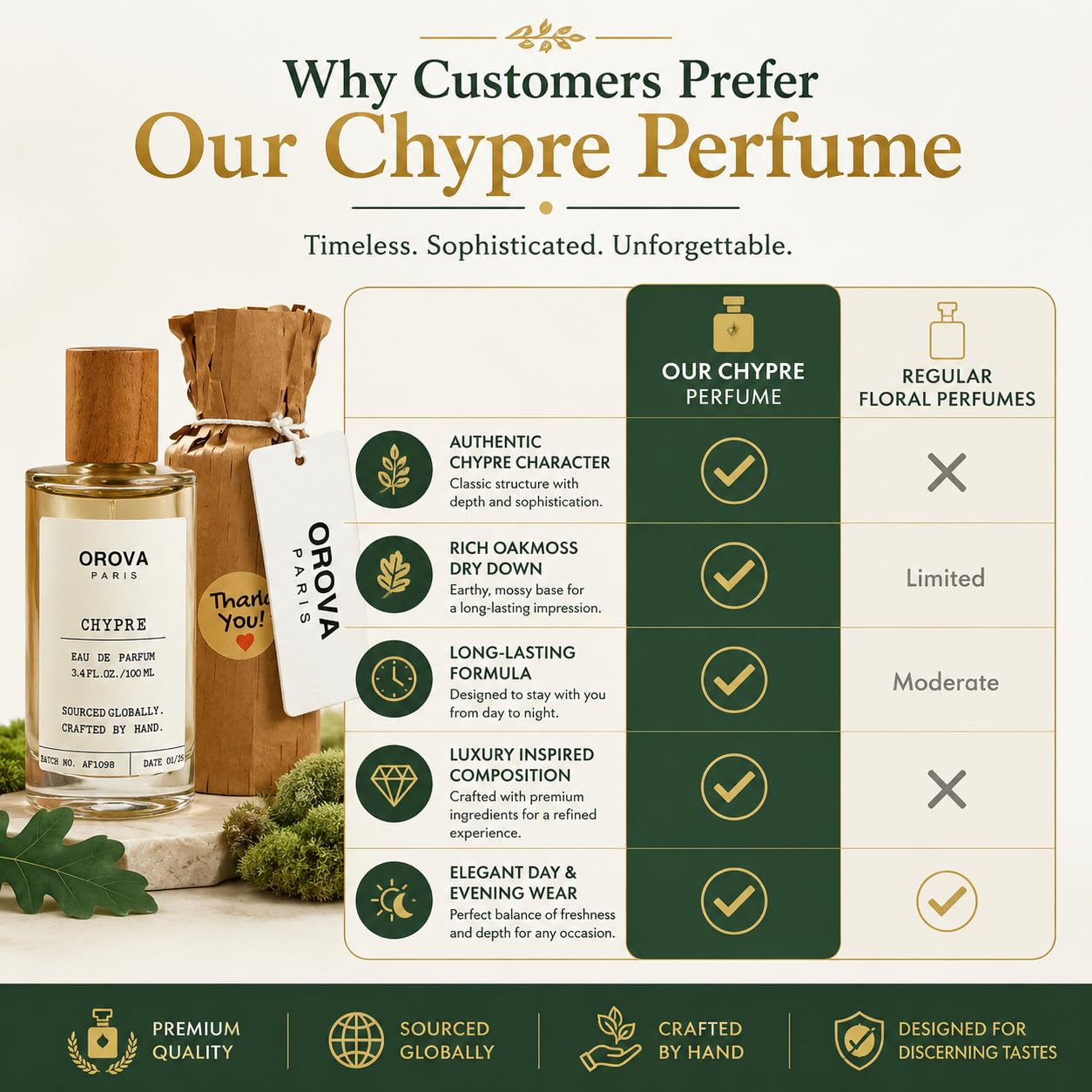 ORÖVA Paris Chypre Eau de Parfum – Fresh Citrus Woody Fragrance with Bergamot, Oakmoss & Patchouli – Long Lasting Clean Unisex Luxury Perfume, Handcrafted, 3.4 fl oz (100 ml)