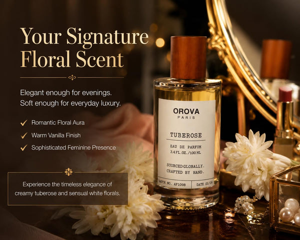 ORÖVA PARIS Tuberose Eau de Parfum for Women & Men – Luxury White Floral Perfume with Tuberose, Jasmine & Soft Musk, Long Lasting Unisex Fragrance, Elegant Niche Eau de Parfum, 3.4 Fl Oz (100 ml) alternate view