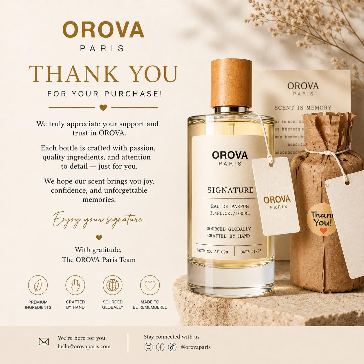 ORÖVA PARIS Signature Eau de Parfum for Women & Men – Warm Amber Woody Perfume with Bergamot, Patchouli & Musk, Long Lasting Luxury Unisex Fragrance, Premium Eau de Parfum, 3.4 Fl Oz (100 ml)