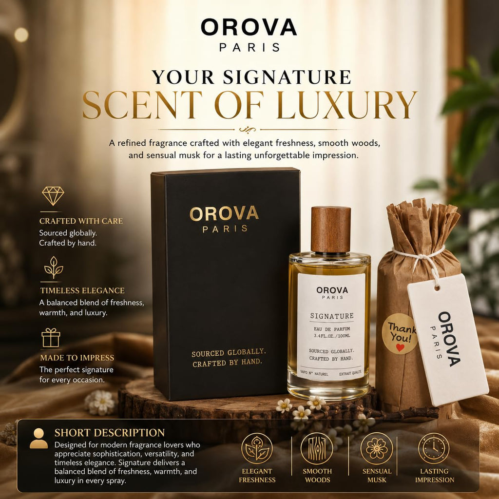 ORÖVA PARIS Signature Eau de Parfum for Women & Men – Warm Amber Woody Perfume with Bergamot, Patchouli & Musk, Long Lasting Luxury Unisex Fragrance, Premium Eau de Parfum, 3.4 Fl Oz (100 ml)
