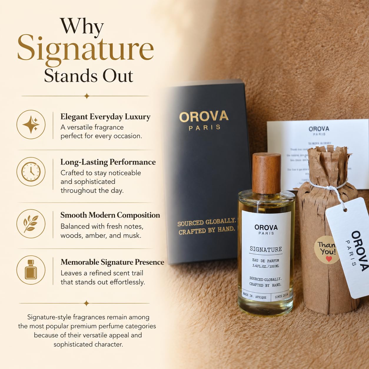 ORÖVA PARIS Signature Eau de Parfum for Women & Men – Warm Amber Woody Perfume with Bergamot, Patchouli & Musk, Long Lasting Luxury Unisex Fragrance, Premium Eau de Parfum, 3.4 Fl Oz (100 ml)